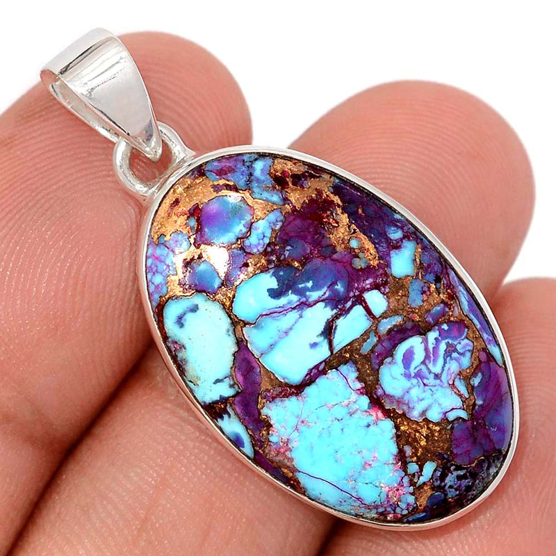 1.5" Purple Copper With Blue Turquoise Pendants - PCWP8