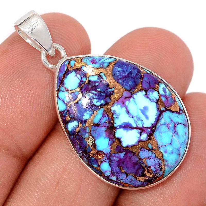 1.5" Purple Copper With Blue Turquoise Pendants - PCWP9