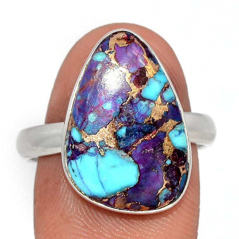 Purple Copper With Blue Turquoise Ring - PCWR22