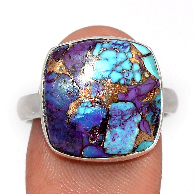 Purple Copper With Blue Turquoise Ring - PCWR25