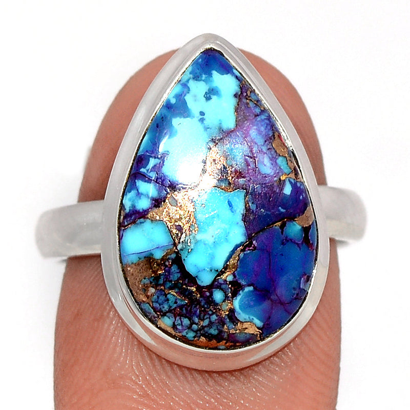 Purple Copper With Blue Turquoise Ring - PCWR27