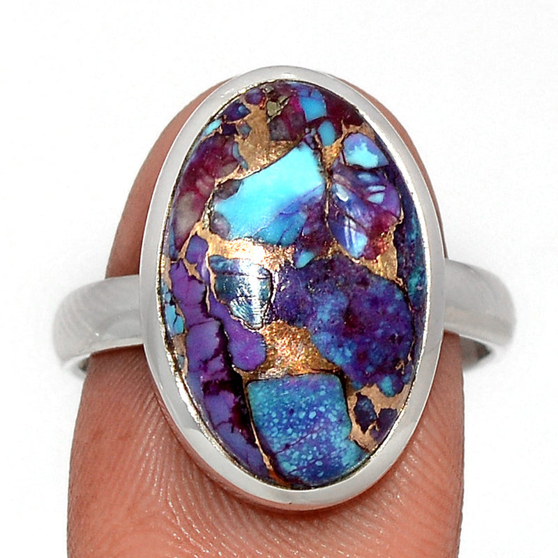 Purple Copper With Blue Turquoise Ring - PCWR28