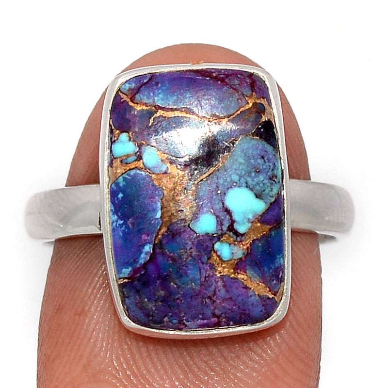 Purple Copper With Blue Turquoise Ring - PCWR40