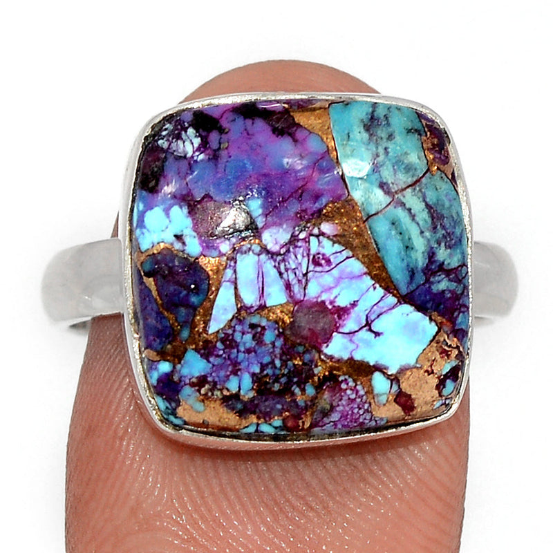 Purple Copper With Blue Turquoise Ring - PCWR47