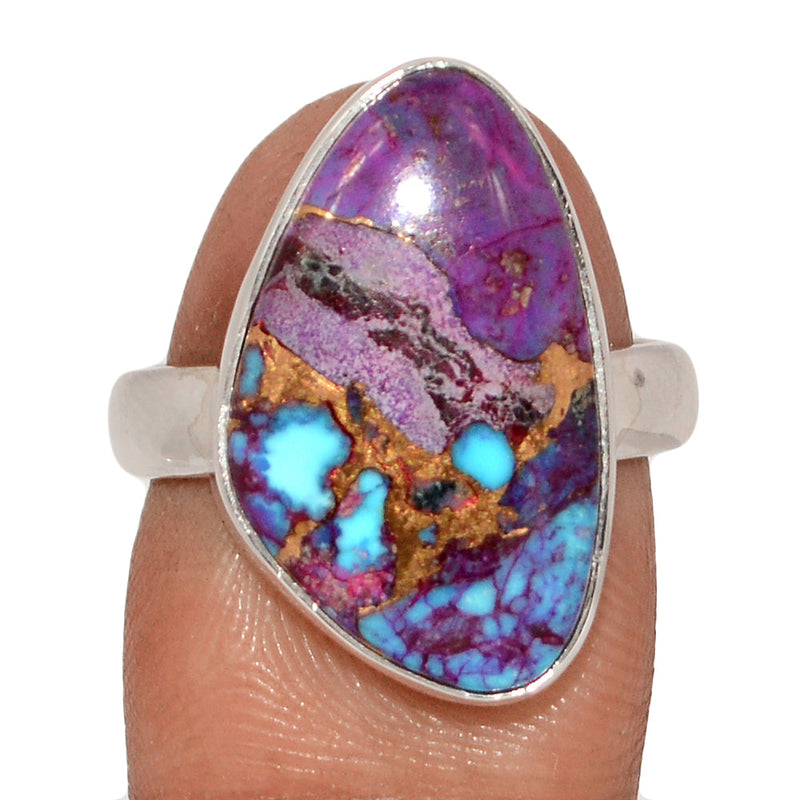 Purple Copper With Blue Turquoise Ring - PCWR55