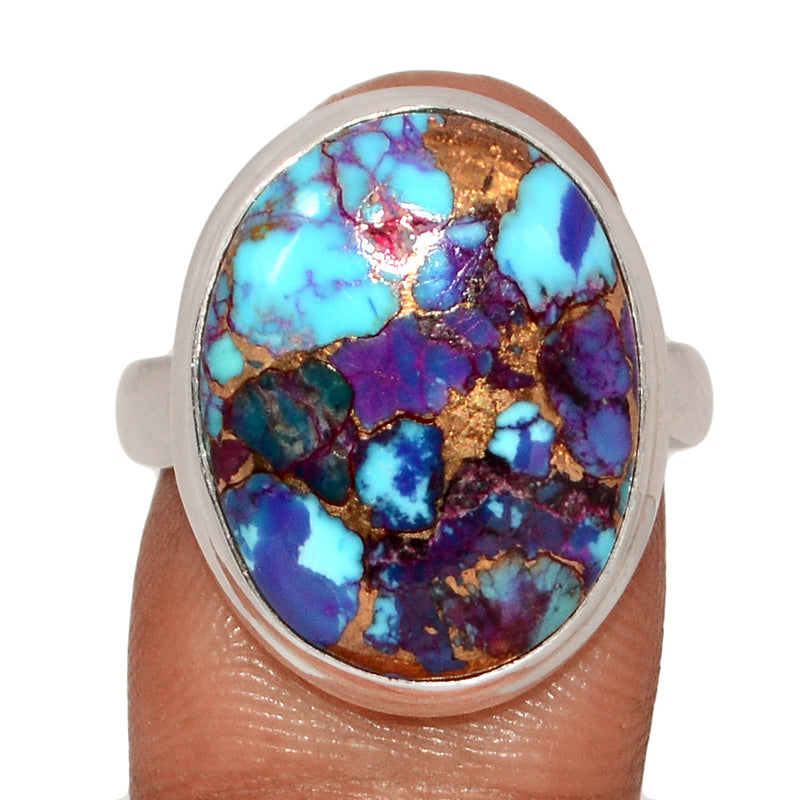 Purple Copper With Blue Turquoise Ring - PCWR59