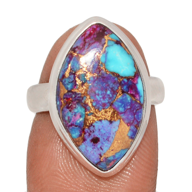 Purple Copper With Blue Turquoise Ring - PCWR69