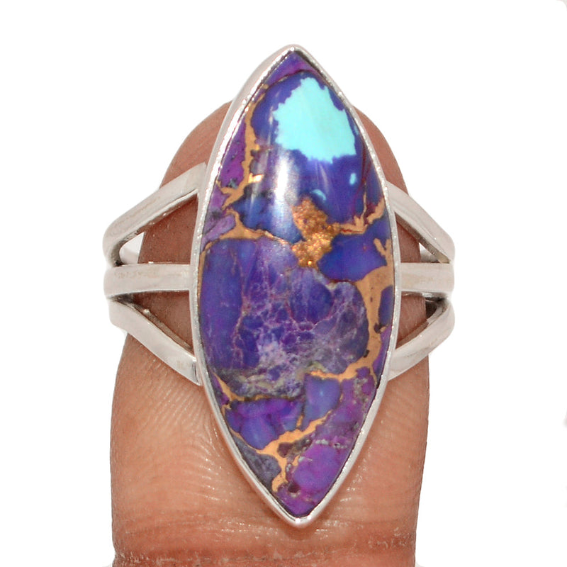 Purple Copper With Blue Turquoise Ring - PCWR73