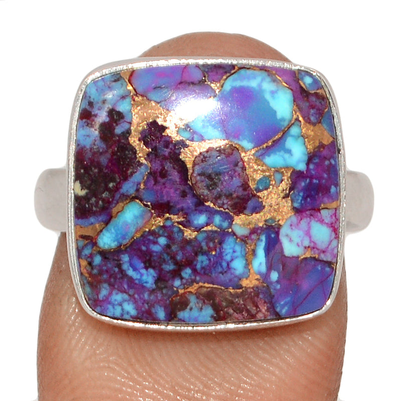 Purple Copper With Blue Turquoise Ring - PCWR74
