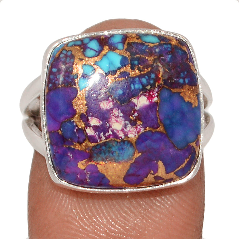 Purple Copper With Blue Turquoise Ring - PCWR76