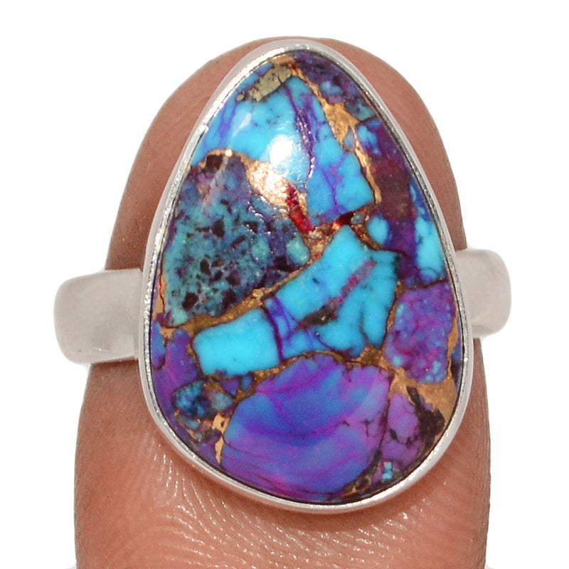Purple Copper With Blue Turquoise Ring - PCWR78
