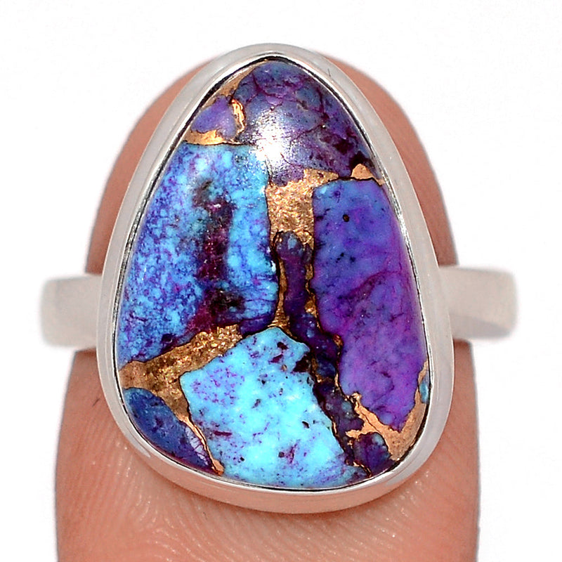 Purple Copper With Blue Turquoise Ring - PCWR81