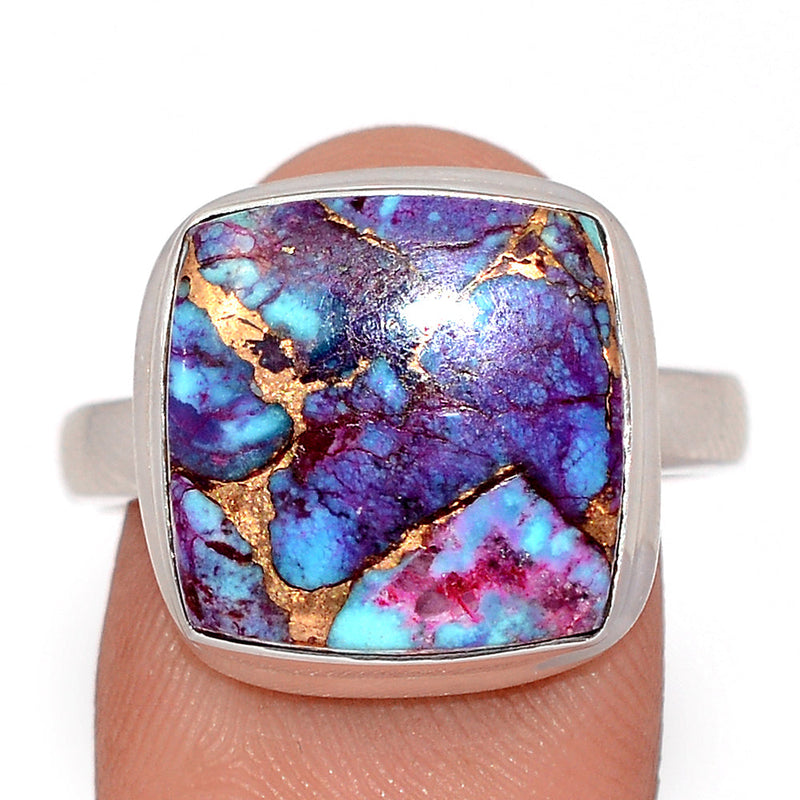 Purple Copper With Blue Turquoise Ring - PCWR82