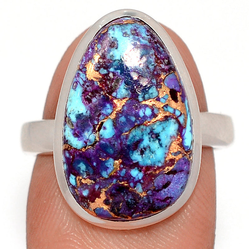 Purple Copper With Blue Turquoise Ring - PCWR84
