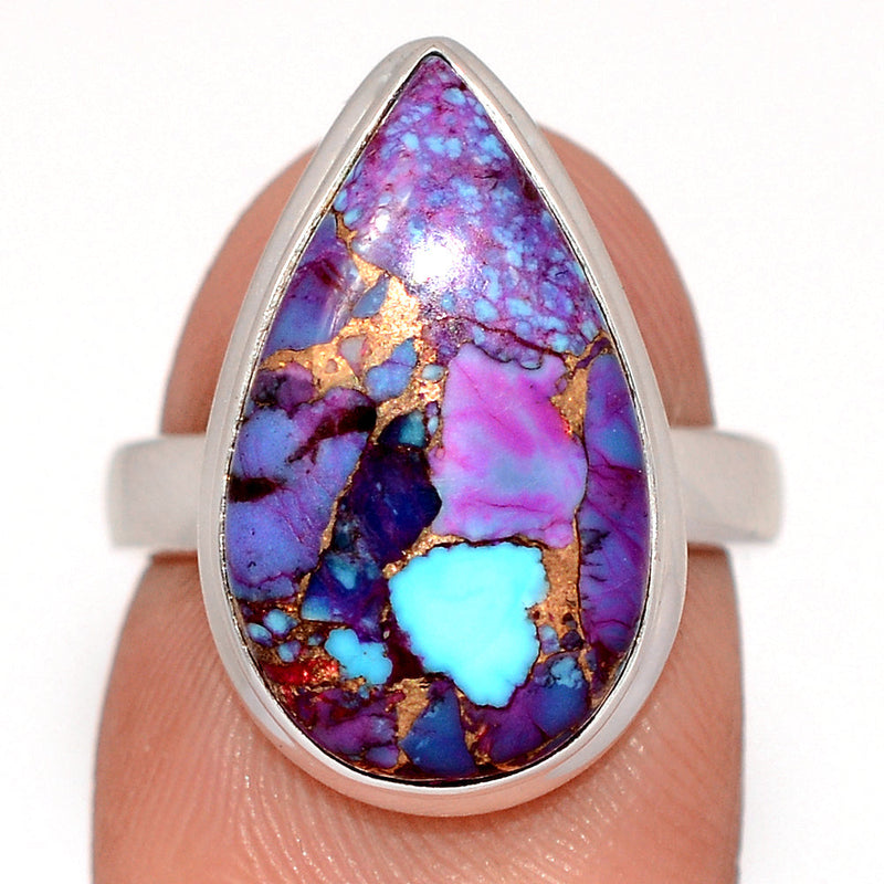 Purple Copper With Blue Turquoise Ring - PCWR85