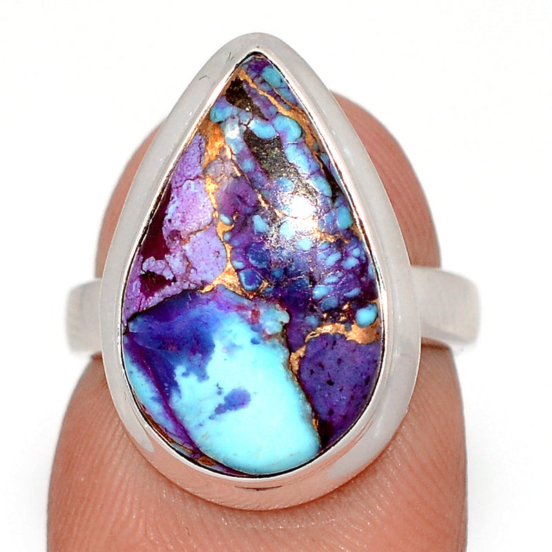 Purple Copper With Blue Turquoise Ring - PCWR86