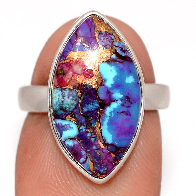 Purple Copper With Blue Turquoise Ring - PCWR88
