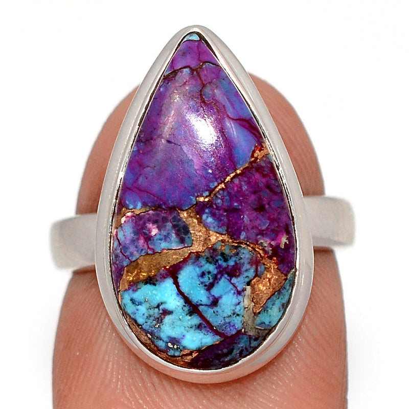Purple Copper With Blue Turquoise Ring - PCWR89
