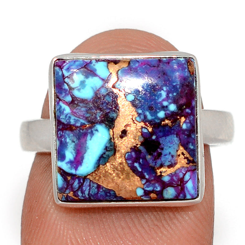 Purple Copper With Blue Turquoise Ring - PCWR90