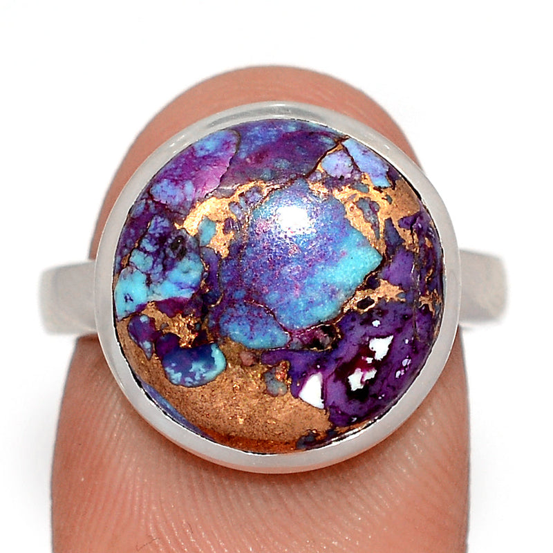 Purple Copper With Blue Turquoise Ring - PCWR91