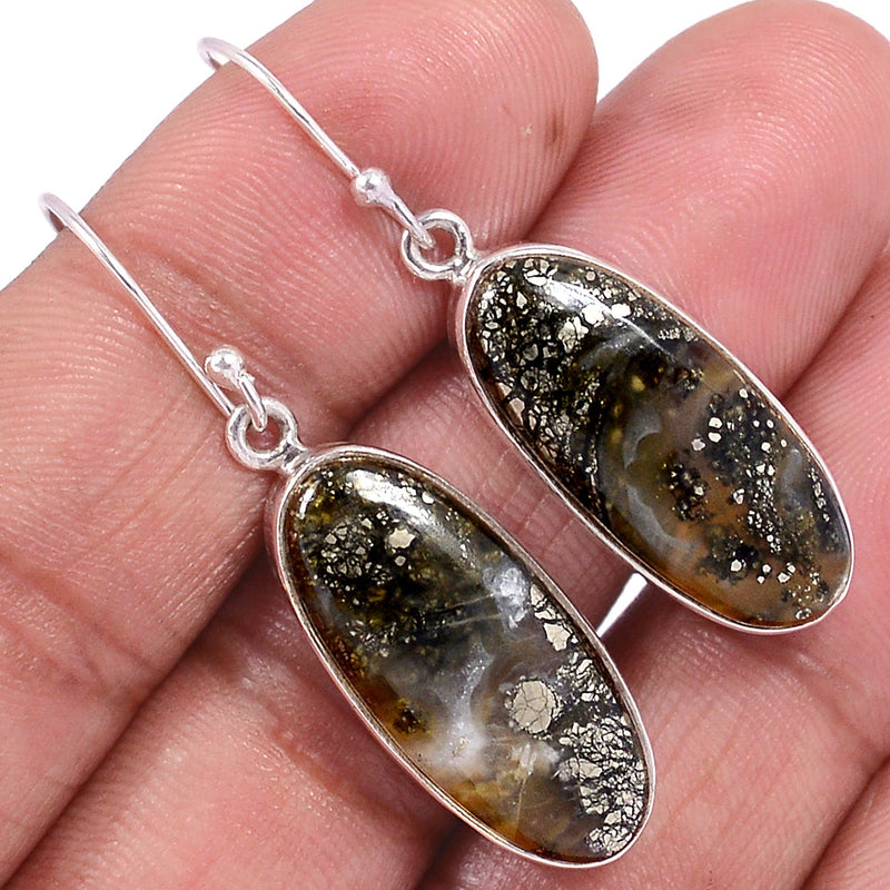 1.7" Pyrite In Agate Earrings - PIAE41