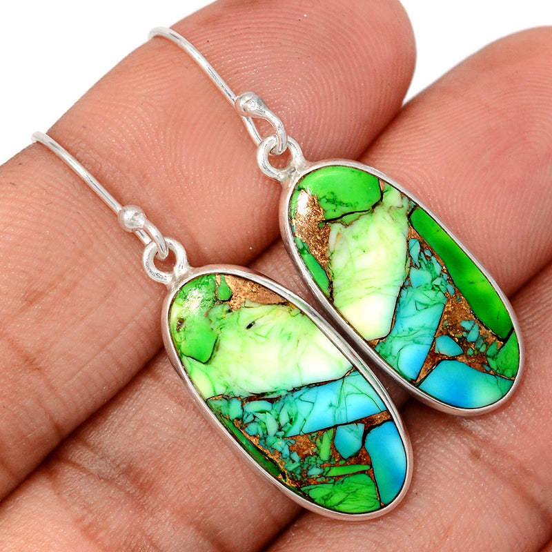 1.6" Peacock Dahlia Turquoise Earrings - PKDE11