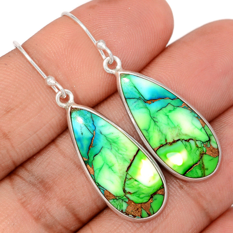 1.7" Peacock Dahlia Turquoise Earrings - PKDE12