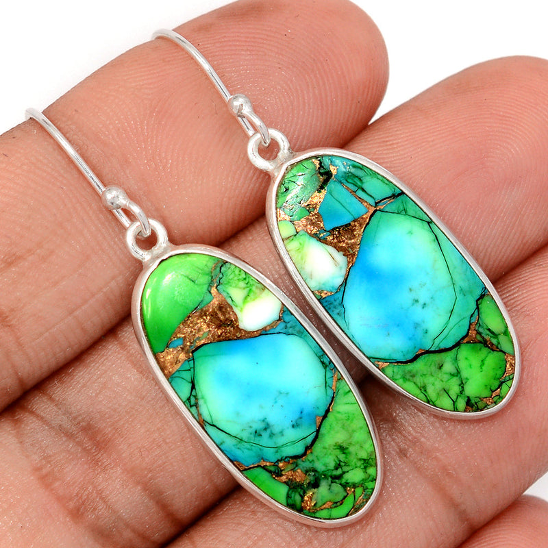 1.7" Peacock Dahlia Turquoise Earrings - PKDE13