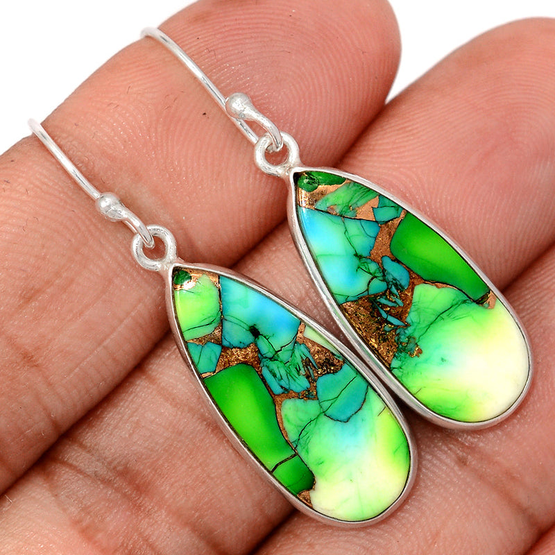 1.6" Peacock Dahlia Turquoise Earrings - PKDE14