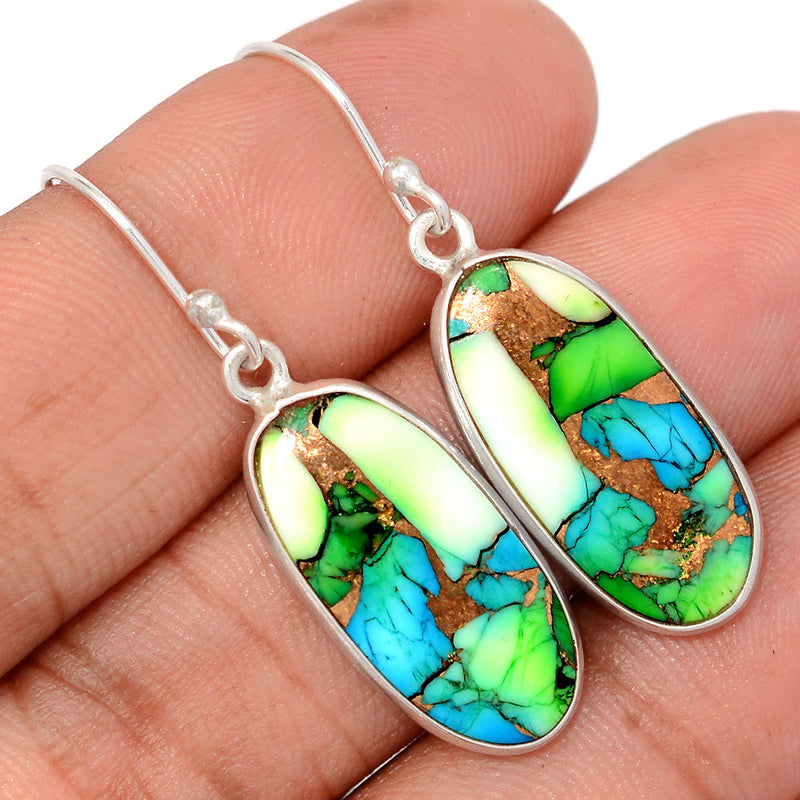 1.6" Peacock Dahlia Turquoise Earrings - PKDE15