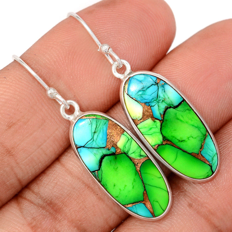 1.6" Peacock Dahlia Turquoise Earrings - PKDE17
