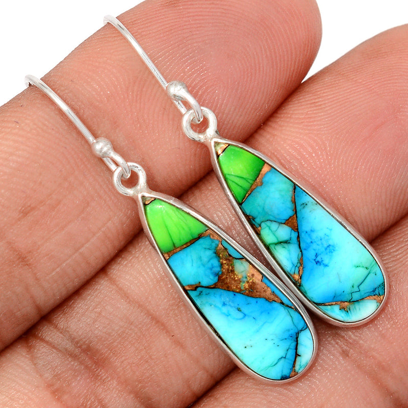 1.6" Peacock Dahlia Turquoise Earrings - PKDE18