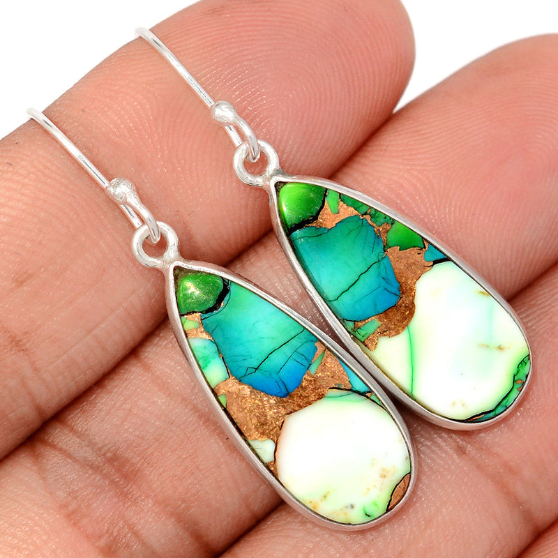 1.7" Peacock Dahlia Turquoise Earrings - PKDE19