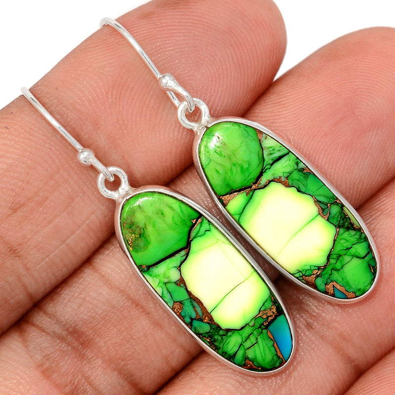 1.7" Peacock Dahlia Turquoise Earrings - PKDE20
