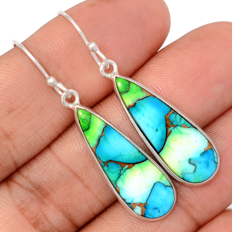 1.7" Peacock Dahlia Turquoise Earrings - PKDE21