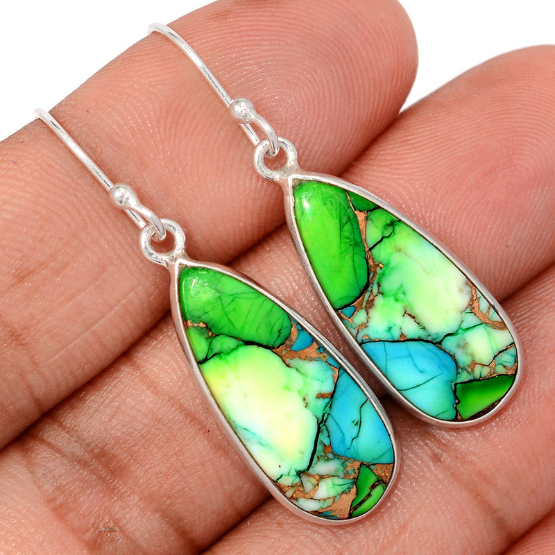 1.6" Peacock Dahlia Turquoise Earrings - PKDE23