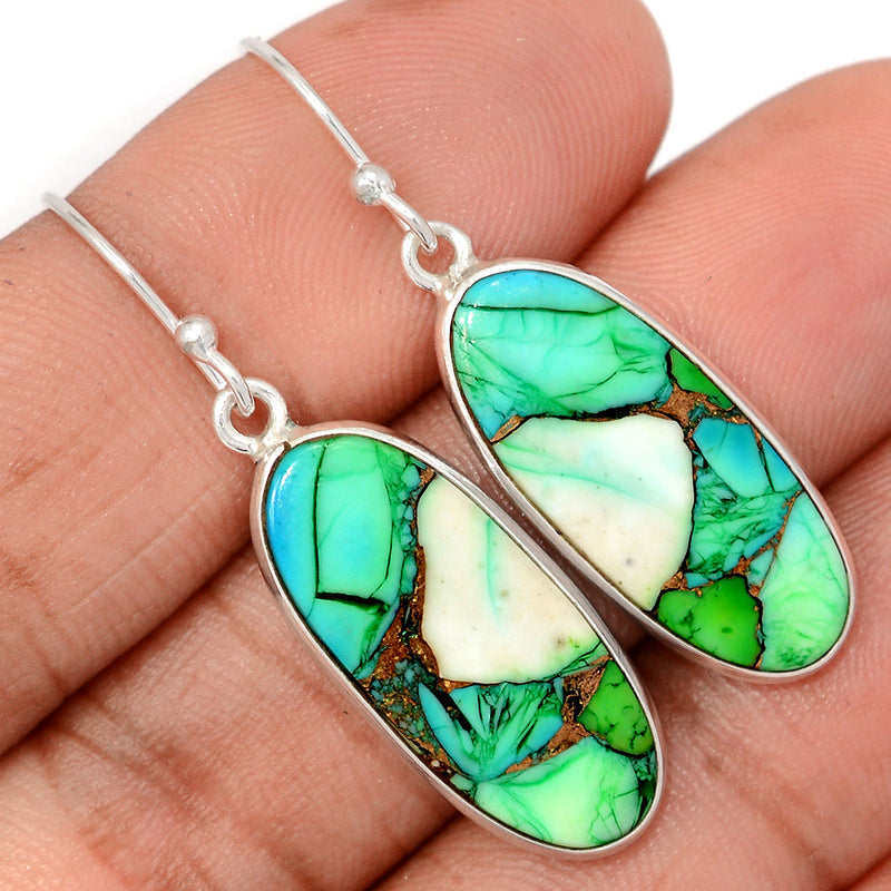 1.6" Peacock Dahlia Turquoise Earrings - PKDE24