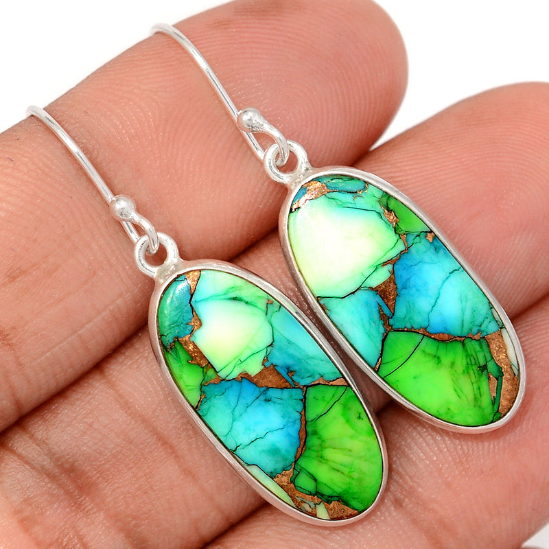 1.6" Peacock Dahlia Turquoise Earrings - PKDE26
