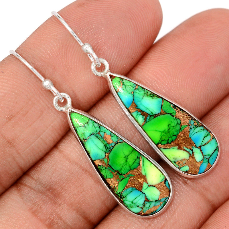 1.7" Peacock Dahlia Turquoise Earrings - PKDE27