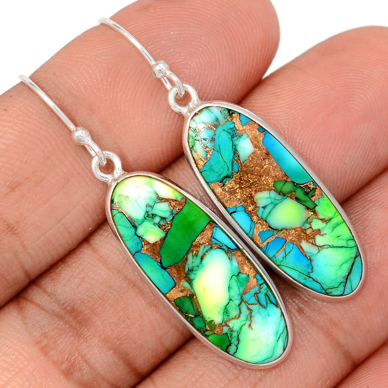 1.7" Peacock Dahlia Turquoise Earrings - PKDE28