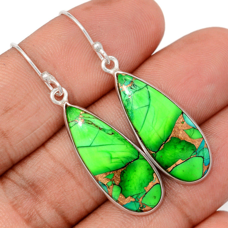 1.7" Peacock Dahlia Turquoise Earrings - PKDE34