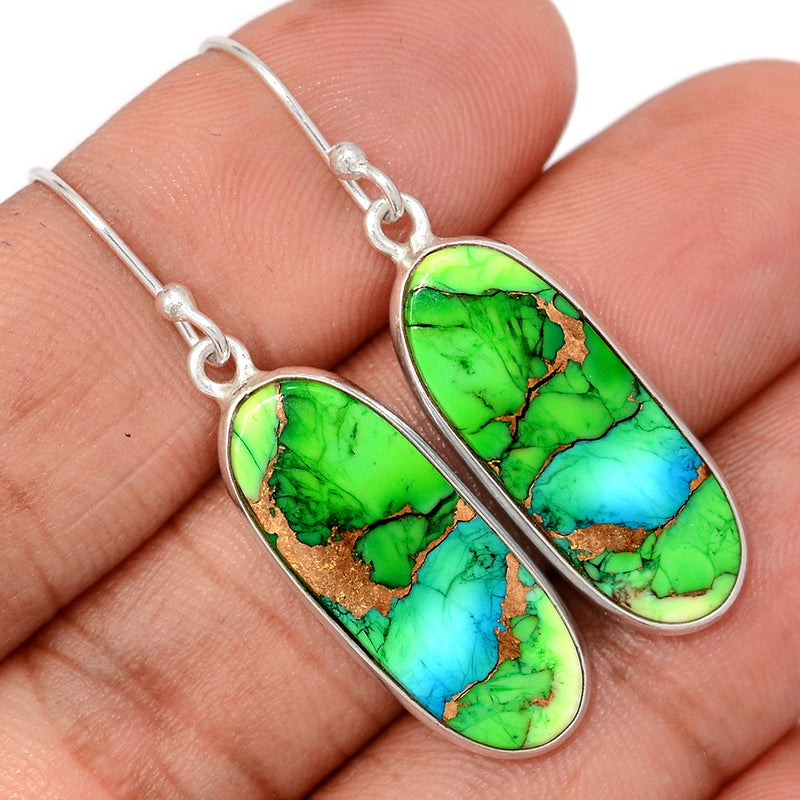 1.7" Peacock Dahlia Turquoise Earrings - PKDE38