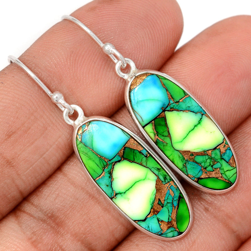 1.6" Peacock Dahlia Turquoise Earrings - PKDE41