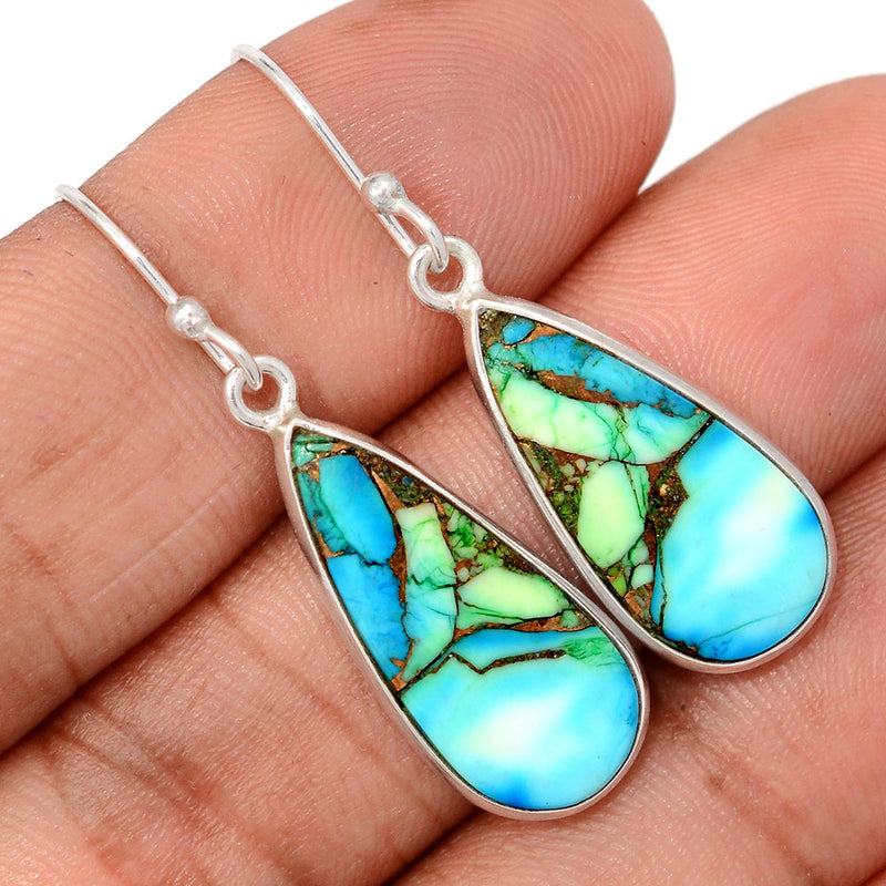 1.6" Peacock Dahlia Turquoise Earrings - PKDE42
