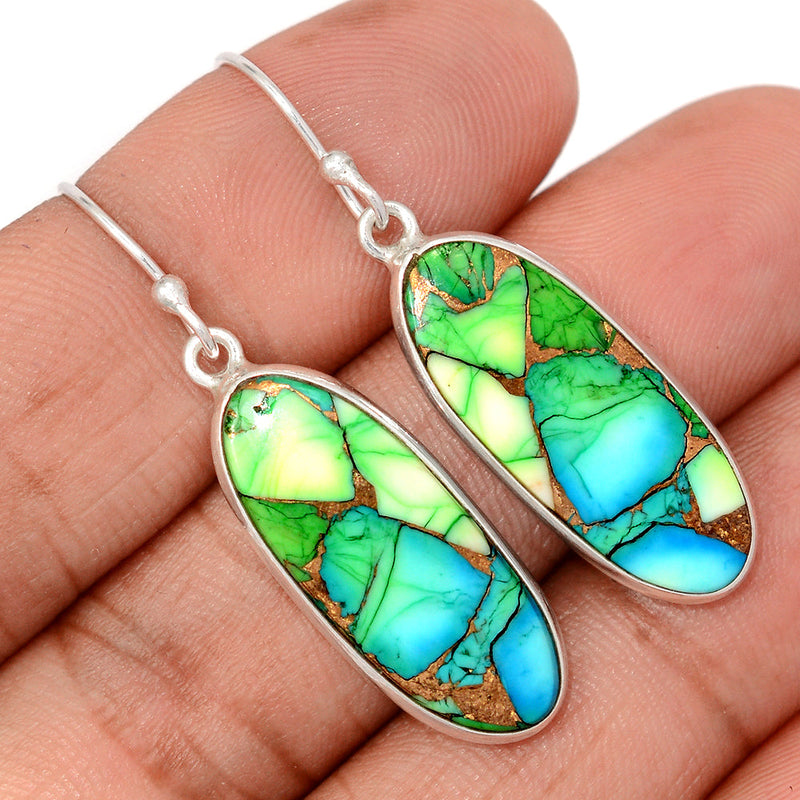 1.7" Peacock Dahlia Turquoise Earrings - PKDE43