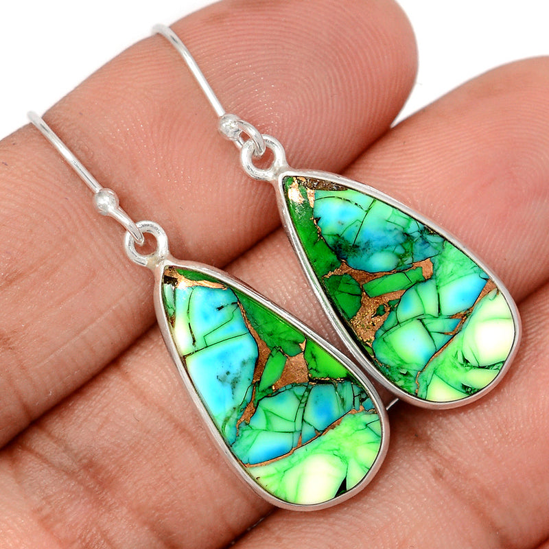1.6" Peacock Dahlia Turquoise Earrings - PKDE44