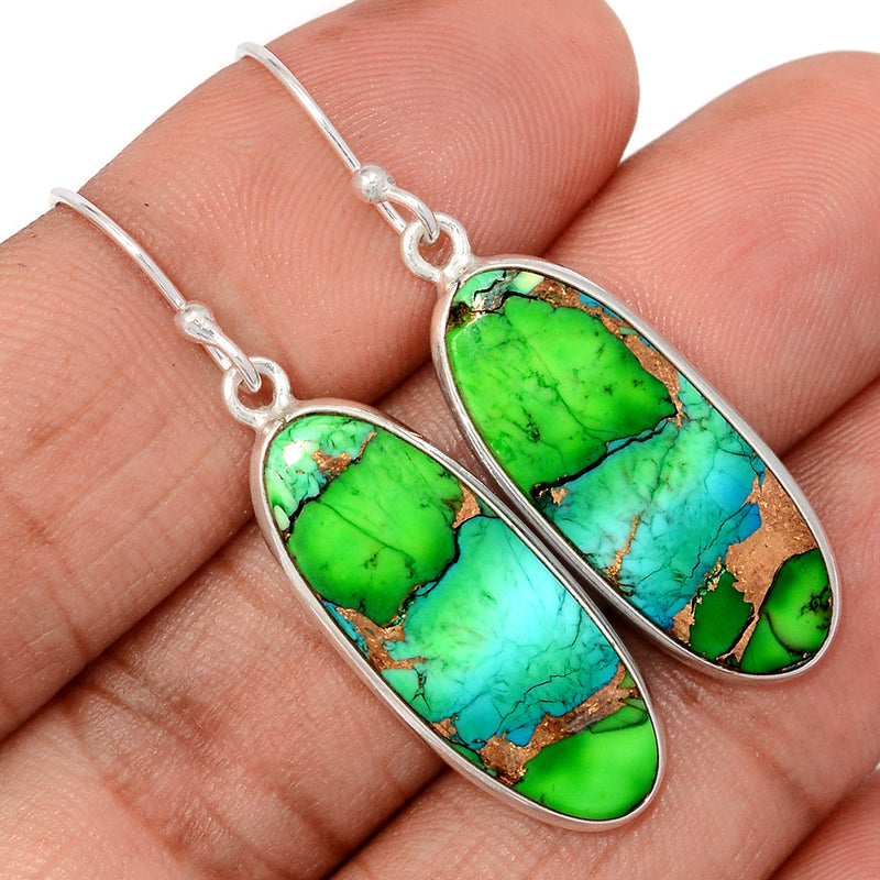 1.7" Peacock Dahlia Turquoise Earrings - PKDE46
