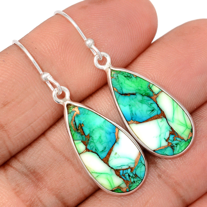 1.6" Peacock Dahlia Turquoise Earrings - PKDE48