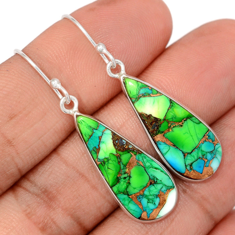 1.7" Peacock Dahlia Turquoise Earrings - PKDE51
