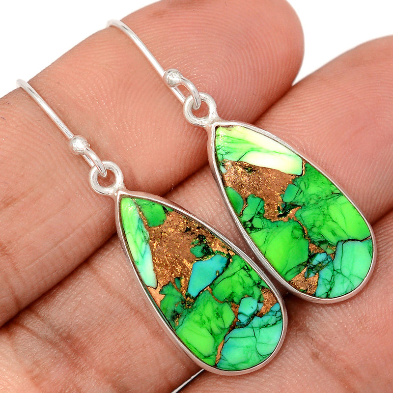 1.6" Peacock Dahlia Turquoise Earrings - PKDE53